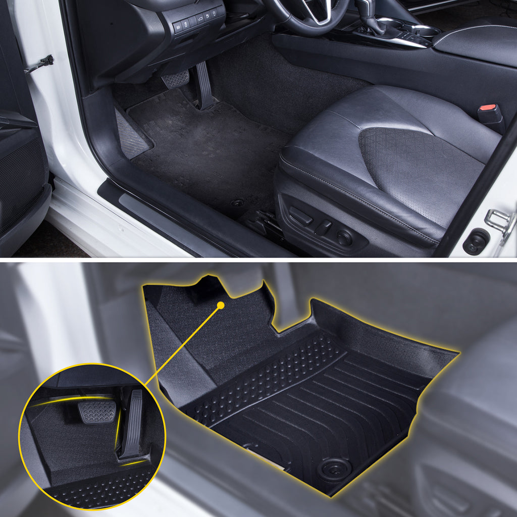 Toyota Highlander 2014-2019 (1st & 2nd Rows Bench Seats) Black Floor Mats TPE